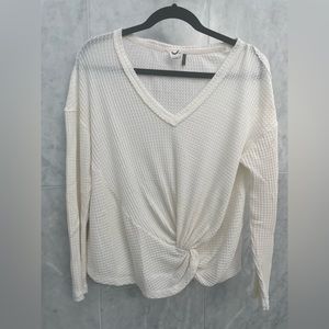 Akemi & Kin Anthropologie Cream Boho Cozy Slouchy Waffle Knit Top Size Medium